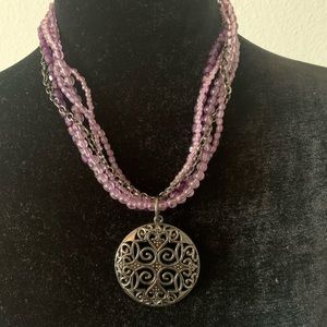 Purple multi beaded necklace
